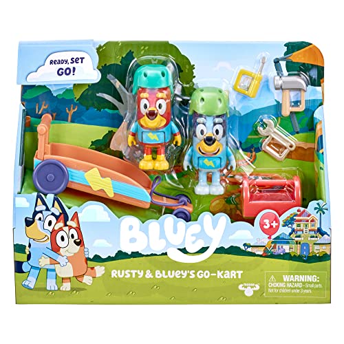 Bluey Vehicle and Figures Pack, Rusty & Bluey's Go-Kart, 2.5-3 inch Figures and Accessories