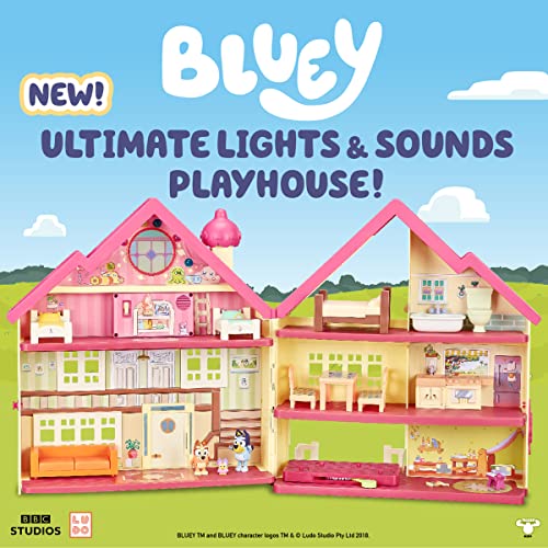 Bluey Ultimate Lights & Sounds Playhouse with Two posable Figures and Accessories | Heeler Home