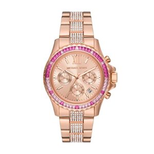 michael kors watches women's everest quartz watch with stainless steel strap, rose gold, 22 (model: mk7211)