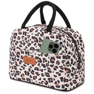 ylebs lunch bag for women insulated lunch box reusable cooler tote bag for work,water-resistant thermal(leopard)