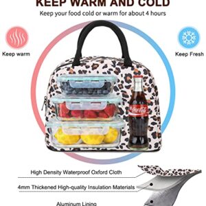 Ylebs Lunch Bag for Women Insulated Lunch Box Reusable Cooler Tote Bag for Work,Water-resistant Thermal(Leopard)