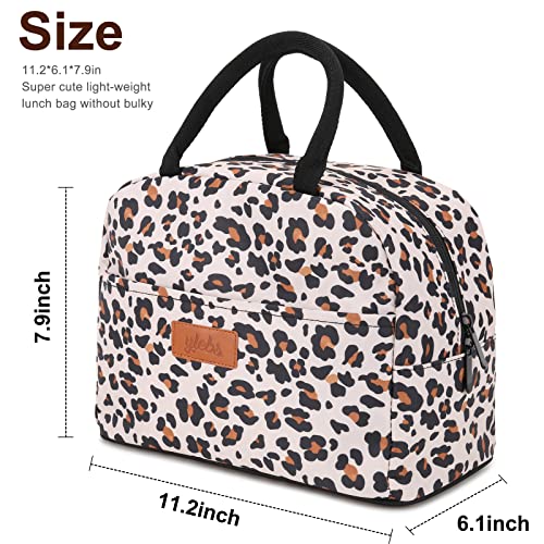 Ylebs Lunch Bag for Women Insulated Lunch Box Reusable Cooler Tote Bag for Work,Water-resistant Thermal(Leopard)