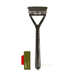 the leaf razor, mercury - plastic-free, multi-blade, pivoting head razor for a close, smooth shave for women & men