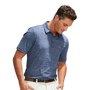 vineyard vines Men's Destin Stripe Sankaty Performance Polo, Blue Depth Tejeda, Small