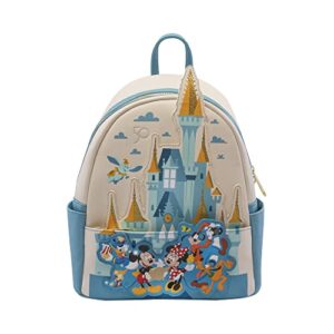 loungefly walt disney world 50th mini-backpack, amazon exclusive, multicolor