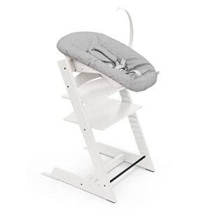 tripp trapp chair from stokke (white) + tripp trapp newborn set (grey) - cozy, safe & simple to use - for newborns up to 20 lbs