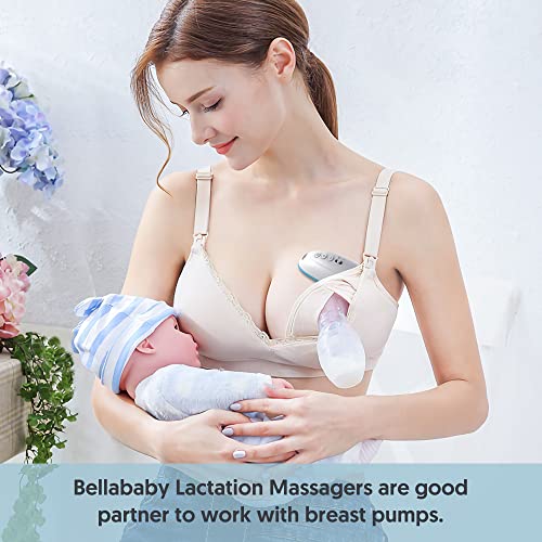 Bellababy Heat+ Vibration Lactation Massager (2 Packs),Relieve Ducts Clog,Mastitis,Engorgement and Pain,Increase Milk Flow,6 Modes of Vibration,3 Levles of Heat.