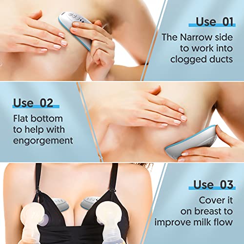 Bellababy Heat+ Vibration Lactation Massager (2 Packs),Relieve Ducts Clog,Mastitis,Engorgement and Pain,Increase Milk Flow,6 Modes of Vibration,3 Levles of Heat.