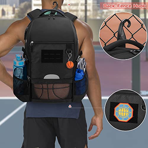 DSLEAF Basketball Backpack for Men, Soccer Bag with Ball Compartment & Shoe Compartment for Basketball, Soccer, Volleyball Training