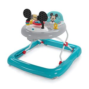 bright starts disney baby mickey mouse original bestie 2-in-1 baby activity walker - easy fold frame and removable-toy station, 6 months and up