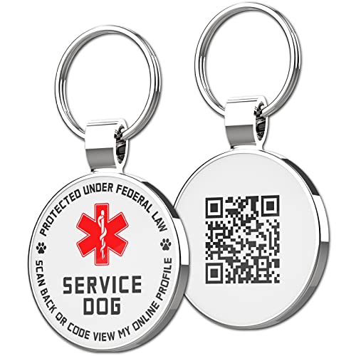 MYLUCKYTAG QR Code Service Dog Tag - Pet Online Profile - Scan QR Receive Instant Pet Location Alert Email