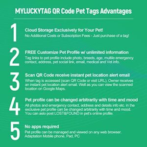 MYLUCKYTAG QR Code Service Dog Tag - Pet Online Profile - Scan QR Receive Instant Pet Location Alert Email