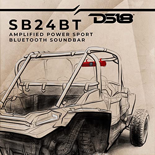 DS18 SB24BT 24" Marine Amplified Power Sports Bluetooth Sound Bar System USB Port IPX5 Rated Weatherproof 600 Watts Peak Power - Ideal for ATV UTV Jeeps Side by Side Marine Golf Car