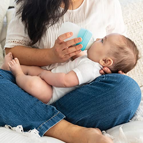 Tiny Twinkle Silicone Baby Bottle with Comfort Grip and Soft Flexible Nipple - Squeezably Soft Baby Bottles for Newborn and Up (Mint, 6 Ounce - 2 Pack)