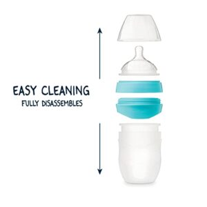 Tiny Twinkle Silicone Baby Bottle with Comfort Grip and Soft Flexible Nipple - Squeezably Soft Baby Bottles for Newborn and Up (Mint, 6 Ounce - 2 Pack)