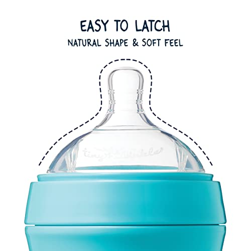 Tiny Twinkle Silicone Baby Bottle with Comfort Grip and Soft Flexible Nipple - Squeezably Soft Baby Bottles for Newborn and Up (Mint, 6 Ounce - 2 Pack)