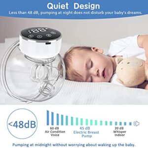 Wearable Breast Pump, Hands Free Breast Pump, Electric Breast Pump with 3 Modes & 9 Levels, Portable Breast Pump LCD Display, Wireless Breast Pump with Massage Mode, 17/ 19/ 21/ 24 mm Flanges - URMYWO