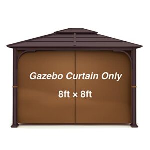 gazebo universal replacement privacy curtains - gafrem 8' x 8' canopy side wall privacy panel with zipper, 1 panel sidewall only (brown)