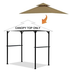 Grill Gazebo Replacement Canopy Roof - Gafrem 5x8 Outdoor BBQ Gazebo Roof Top Double Tiered Grill Shelter Cover Only Fit for Model L-GG001PST-F (Khaki)