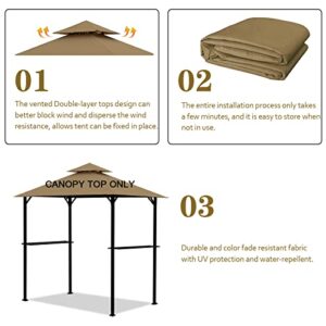 Grill Gazebo Replacement Canopy Roof - Gafrem 5x8 Outdoor BBQ Gazebo Roof Top Double Tiered Grill Shelter Cover Only Fit for Model L-GG001PST-F (Khaki)