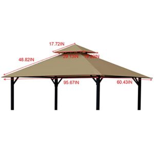 Grill Gazebo Replacement Canopy Roof - Gafrem 5x8 Outdoor BBQ Gazebo Roof Top Double Tiered Grill Shelter Cover Only Fit for Model L-GG001PST-F (Khaki)