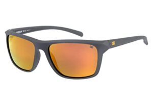 caterpillar 8012 men's polarized square sunglasses, rubberized matte grey, 58 mm