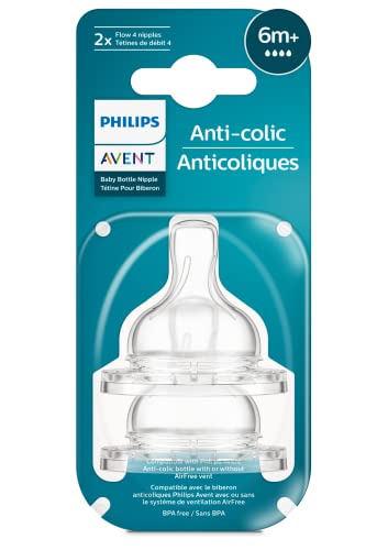 Philips Avent Anti-Colic Baby Bottle Flow 4 Nipple, 2pk, SCY764/02