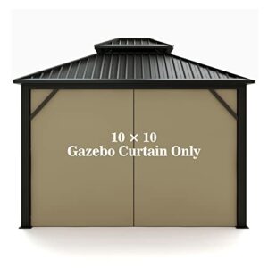 gazebo universal replacement privacy curtain – hugline 10' x 10' gazebo side wall outdoor privacy panel with zipper (khaki)