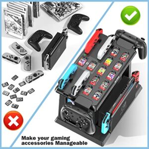 Switch Games Organizer Station with Controller Charger, Charging Dock for Nintendo Switch & OLED Joycons, Kytok Switch Storage and Organizer for Games, TV Dock, Pro Controller, Accessories Kit Storage