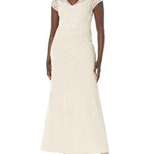 Adrianna Papell Women's Long Beaded Dress, Ivory, 8