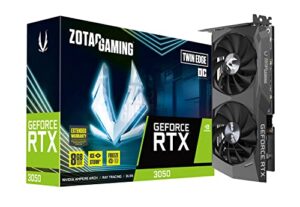 zotac gaming geforce rtx 3050 twin edge oc 8gb gddr6 128-bit 14 gbps pcie 4.0 gaming graphics card, icestorm 2.0 advanced cooling, freeze fan stop, active fan control, zt-a30500h-10m