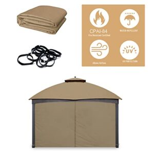 Tanxianzhe Gazebo Replacement Privacy Curtain with Zipper Outdoor Universal Privacy Panel Sidewall for 10' x 10' Gazebo (Khaki)