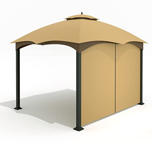 Tanxianzhe Gazebo Replacement Privacy Curtain with Zipper Outdoor Universal Privacy Panel Sidewall for 10' x 10' Gazebo (Khaki)