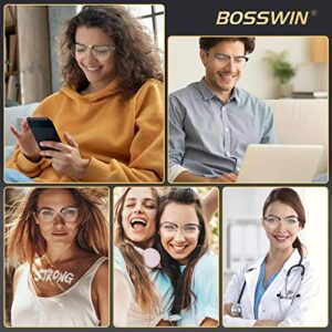 BOSSWIN Blue Light Glasses, 2 Pack, Fashion Round Half Frame, Computer/Game/Reading/TV Blue Light Blocking Glasses (Gold+silver)