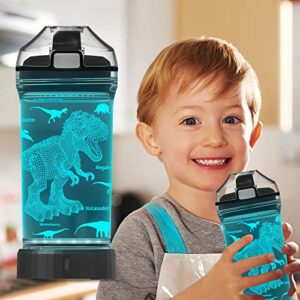 anywin dinosaur gifts for boys, dinosaur glowing water bottles, light up dinosaur led night travel cups -tritan bpa free & easy clean & carry handle, gifts for back to school, birthday, xmas for kids