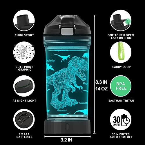 Anywin Dinosaur Gifts for Boys, Dinosaur Glowing Water Bottles, Light Up Dinosaur Led Night Travel Cups -Tritan BPA Free & Easy Clean & Carry Handle, Gifts for Back to School, Birthday, Xmas for Kids