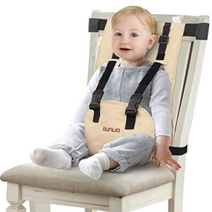 portable high chair, ounuo travel harness seat for toddler and babies, travel high chair essential accessories washable cloth harness chair for infant feeding, foldable baby chair seat belt