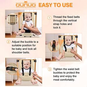 Portable High Chair, OUNUO Travel Harness Seat for Toddler and Babies, Travel High Chair Essential Accessories Washable Cloth Harness Chair for Infant Feeding, Foldable Baby Chair Seat Belt
