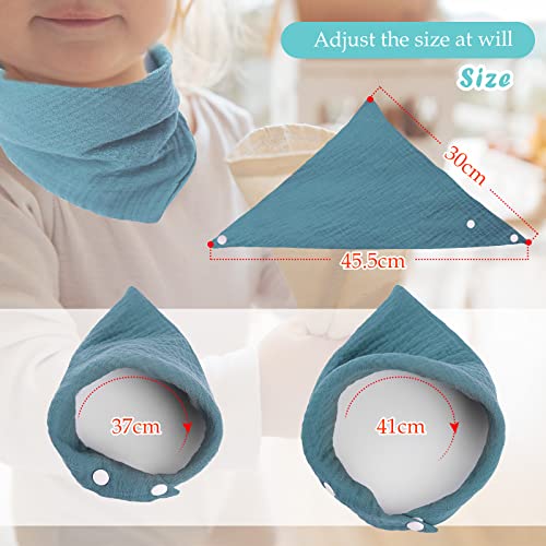 WD&CD 4 Pcs Baby Triangular Cloth Bibs, Double Layer Soft Absorbent Muslin Neck Cloth Drool Bib with 2 Adjustable Snaps, F