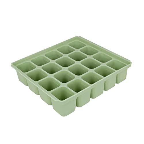 PETINUBE Silicone Freezer Tray, Baby Food Storage Cubes with Clip-On Lid, Freeze Baby Food, Soups, Purees, Ice, Easy and Safe Design, Made in Korea (20cubes 0.8oz, Celadon Green)