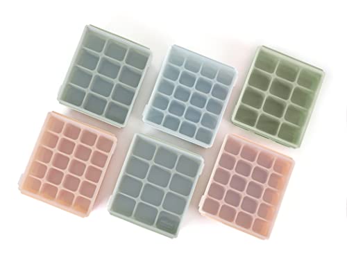 PETINUBE Silicone Freezer Tray, Baby Food Storage Cubes with Clip-On Lid, Freeze Baby Food, Soups, Purees, Ice, Easy and Safe Design, Made in Korea (20cubes 0.8oz, Celadon Green)