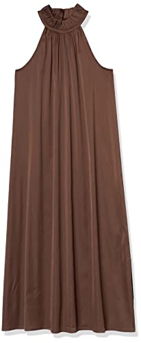 The Drop Women's Arlette Silky Stretch Halter Maxi Dress, Coffee Bean, M