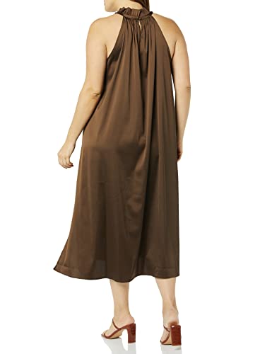 The Drop Women's Arlette Silky Stretch Halter Maxi Dress, Coffee Bean, M