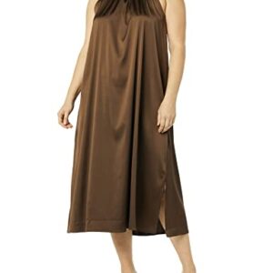 The Drop Women's Arlette Silky Stretch Halter Maxi Dress, Coffee Bean, M