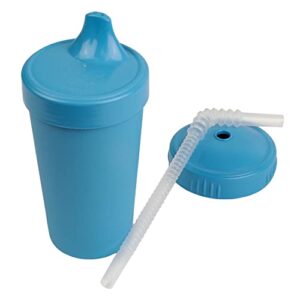 re play 10 oz. no spill cup with convertible straw lid - made in usa - one piece silicone valve and bendy straws - dishwasher safe - bpa free - sky - 1 count