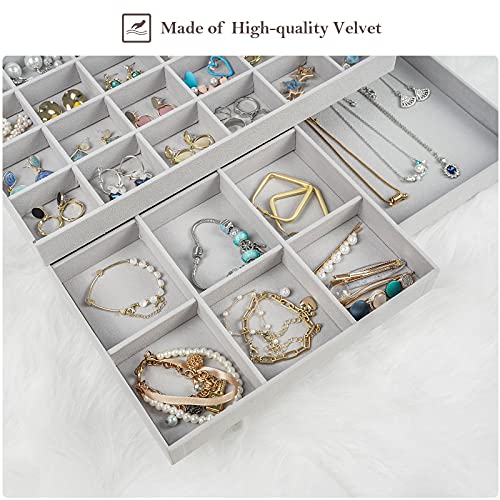 ProCase Set of 4 Stackable Jewelry Organizer Trays Bundle with Set of 3 Stackable Jewelry Trays Organizer for Drawers