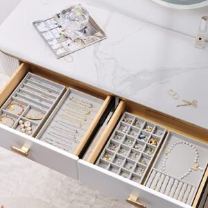 ProCase Set of 4 Stackable Jewelry Organizer Trays Bundle with Set of 3 Stackable Jewelry Trays Organizer for Drawers