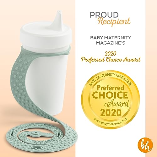 BooginHead SippiGrip Food-Grade Silicone Baby Bottle Holder & Sippy Cup Strap, Sage Green