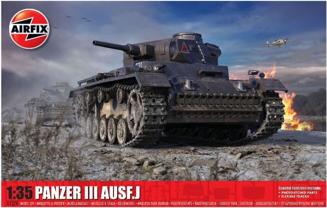 Airfix Panzer III AUSF J 1:35 WWII Military Tank Plastic Model Kit A1378