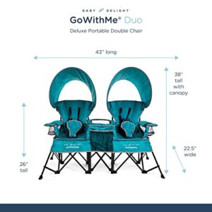 Baby Delight Go with Me Duo Deluxe Portable Chair | for Kids | Double Seat | Indoor and Outdoor | Teal